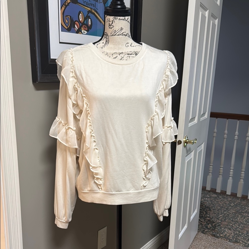 Elegant Cream Ruffle Top